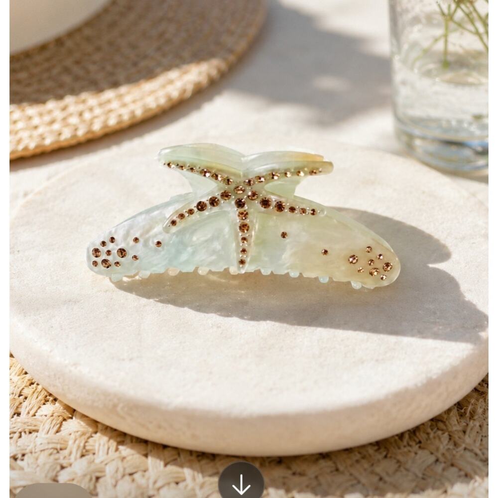 Acetate Marble Rhinestone Starfish Claw Clip New